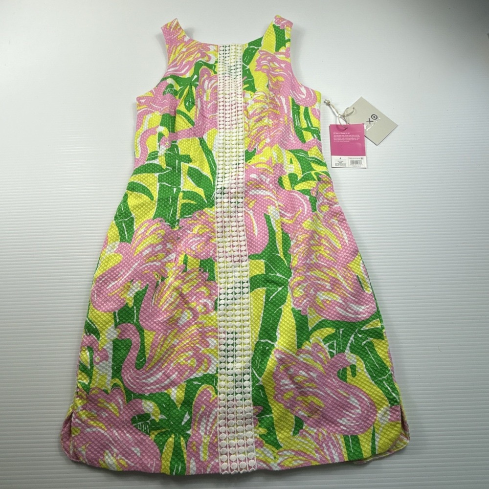 NWT Lilly Pulitzer By Target Large Flamingo Fan Dance Shift Dress Women's 4‎